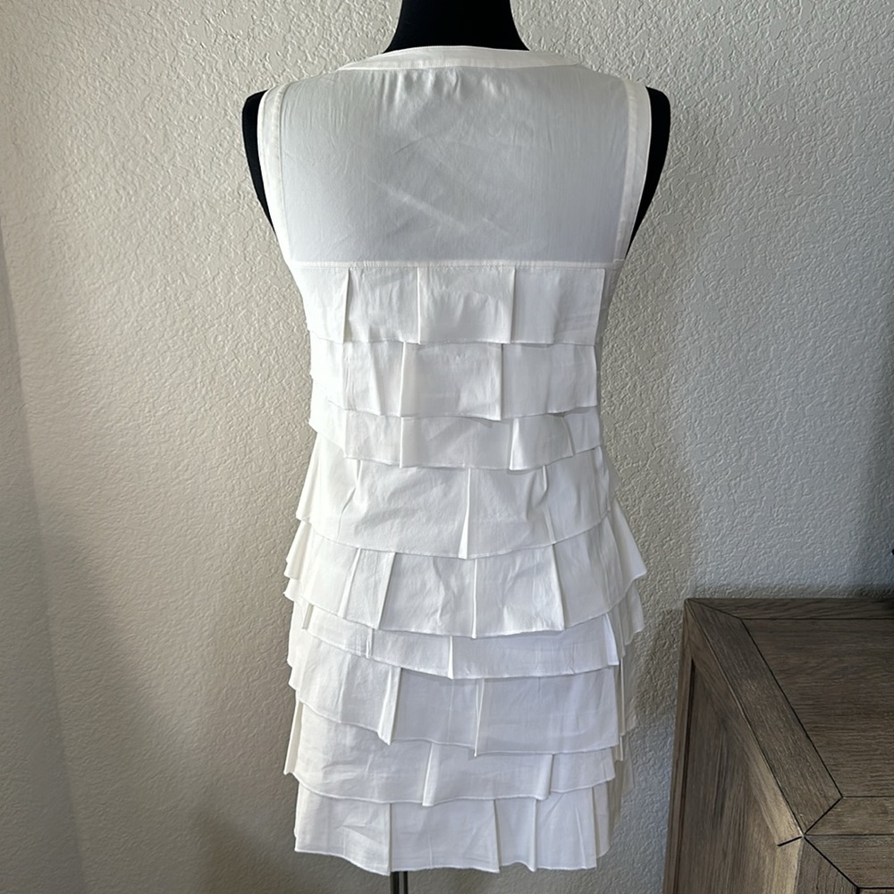 BCBGMAXAZRIA Womens White Ruffle Sleeveless Dress in White Size Small - Picture 5 of 9